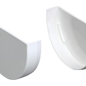 Plastmo 4 in. W White Vinyl Half Round Gutter End Caps