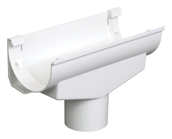Plastmo 2.5 in. W X 4.5 in. L White Vinyl Half Round Gutter Drop Outlet