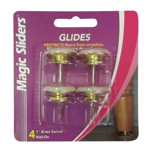 Magic Sliders Gold 1 in. Nail-On Steel Slide Glides 4 pk
