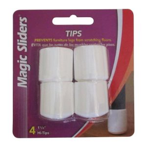 Magic Sliders Rubber Leg Tip White Round 1-1/8 in. W 4 pk