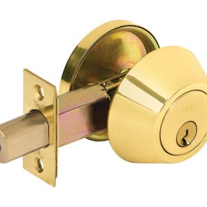 Tell Bright Brass Metal Single Cylinder Deadbolt