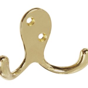 National Hardware Polished Brass Gold Zinc 3 in. L Double Hook 35 lb 1 pk