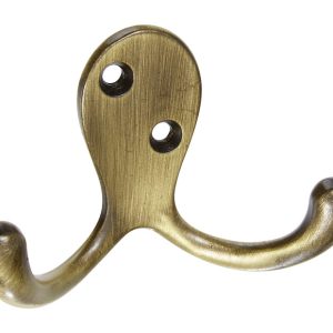 National Hardware Antique Brass Gold Zinc 3 in. L Double Hook 1 pk