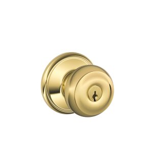 Schlage Georgian Bright Brass Keyed Entry Door Knob 1-3/4 in.