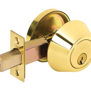 Tell Bright Brass Steel Single Cylinder Deadbolt