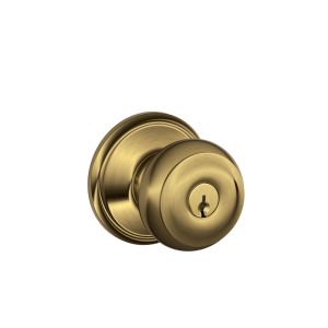 Schlage Georgian Antique Brass Entry Lockset 1-3/4 in.