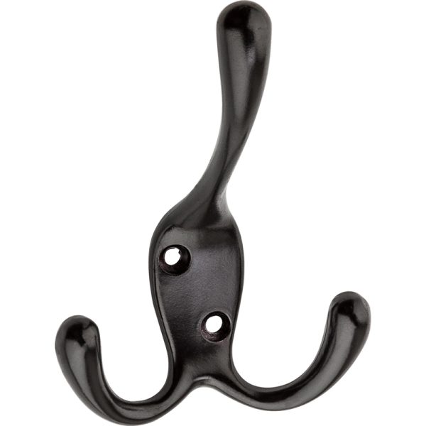 National Hardware Oil Rubbed Bronze Black Zinc 3-15/16 in. L Triple Hook 1 pk