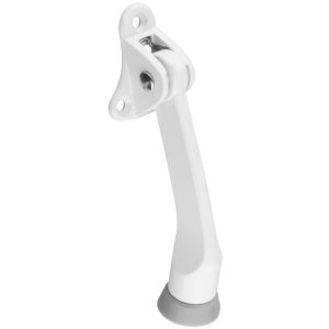 National Hardware Zinc w/Rubber Tip White Kick-Down Door Holder Mounts to door