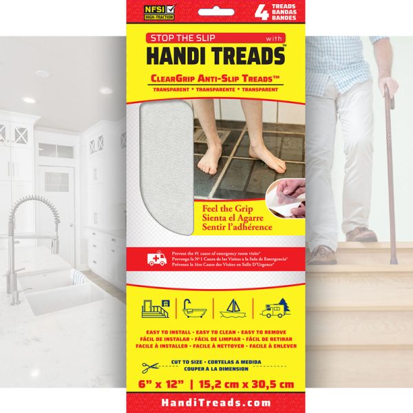 Handi-Treads 6 in. W X 12 in. L Unfinished Clear Vinyl Anti-Slip Treads