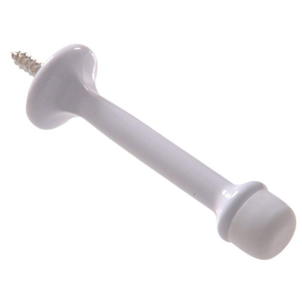 Ives Aluminum White Door Stop Mounts to door and wall
