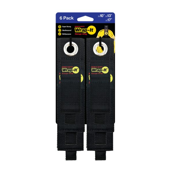 Wrap-It Storage Heavy-Duty Black Storage Straps 50 lb 6 pk