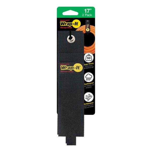 Wrap-It Storage Heavy-Duty 2 in. W X 17 in. L Black Storage Straps 50 lb 2 pk