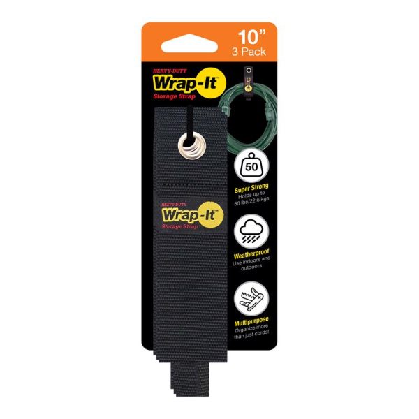 Wrap-It Storage Heavy-Duty 1.5 in. W X 10 in. L Black Storage Straps 50 lb 3 pk