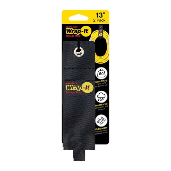 Wrap-It Storage Heavy-Duty 2 in. W X 13 in. L Black Storage Straps 50 lb 2 pk