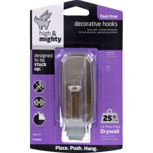 High & Mighty 3.5 in. L Satin Nickel Metal Scalloped Decorative Hooks 25 lb. cap. 1 pk