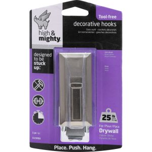 High & Mighty 3.5 in. L Satin Nickel Metal Decorative Hooks 25 lb. cap.