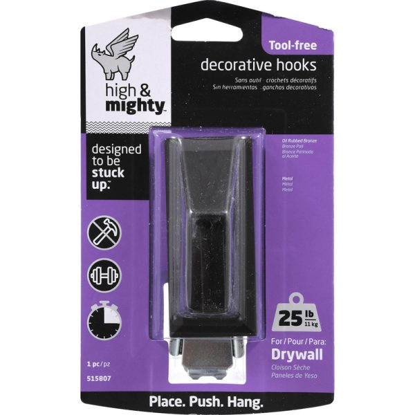 High & Mighty 3.5 in. L Oil Rubbed Bronze Metal Decorative Hooks 25 lb. cap.
