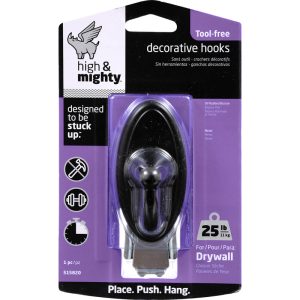 High & Mighty 3.5 in. L Oil Rubbed Bronze Metal Oval Hook 25 lb. cap. 1 pk