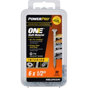 Hillman POWERPRO ONE No. 6 X 1/2 in. L Star Flat Head Multi-Material Screw 50 pk