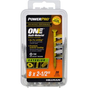 Hillman POWERPRO ONE No. 8 X 2-1/2 in. L Star Flat Head Multi-Material Screw 20 pk