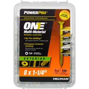 Hillman POWERPRO ONE No. 8 X 1-1/4 in. L Star Flat Head Multi-Material Screw 1 lb 194 pk