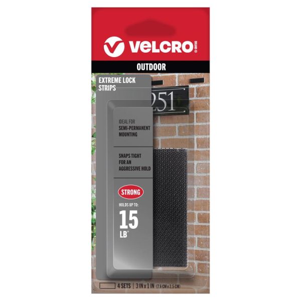 Velcro Alfa-Lok Plastic Mounting Strips 3 in. L 4 pk