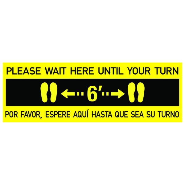 Hy-Ko English Yellow Social Distancing Decal 6 in. H X 18 in. W
