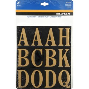 Hillman 2 in. Reflective Gold Vinyl Self-Adhesive Letter Set A-Z 52 pc