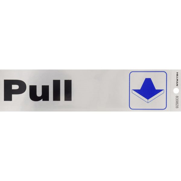 Hillman English Silver Push/Pull Decal 2 in. H X 8 in. W