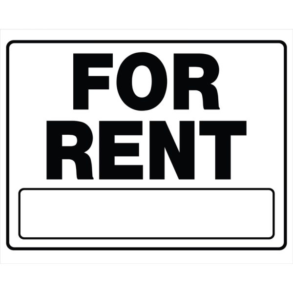 Hillman English White For Rent Sign 20 in. H X 24 in. W