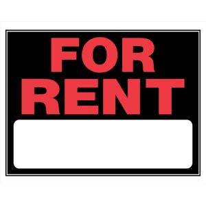 Hillman English Black For Rent Sign 15 in. H X 19 in. W