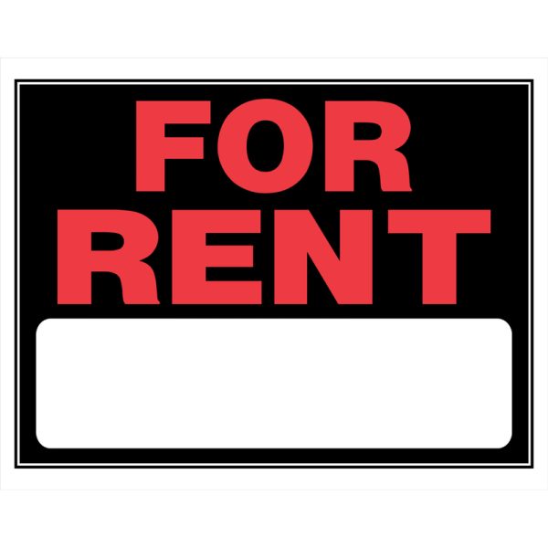 Hillman English Black For Rent Sign 15 in. H X 19 in. W