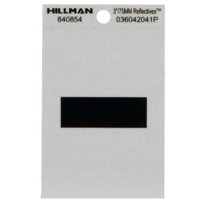Hillman 3 in. Reflective Black Vinyl Self-Adhesive Special Character Hyphen 1 pc
