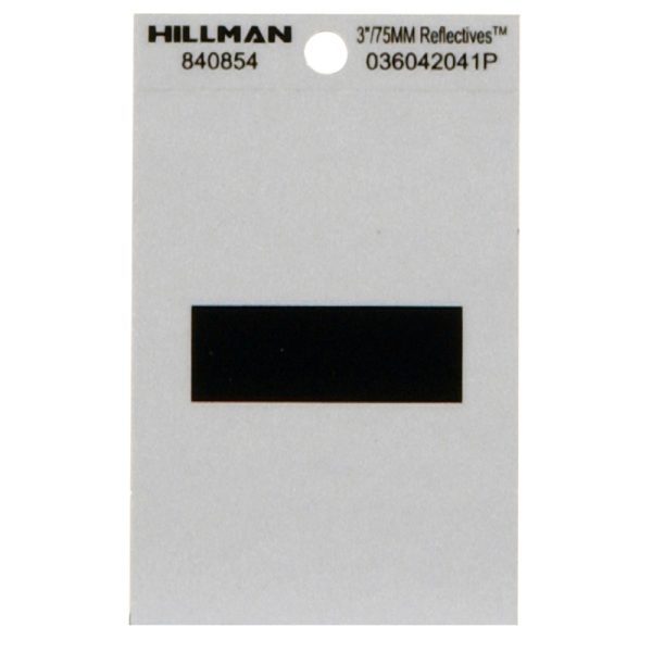 Hillman 3 in. Reflective Black Vinyl Self-Adhesive Special Character Hyphen 1 pc
