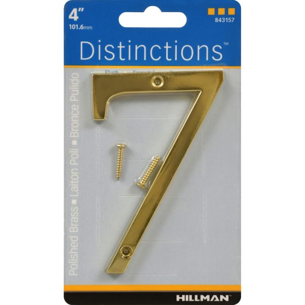Hillman Distinctions 4 in. Gold Zinc Die-Cast Screw-On Number 7 1 pc