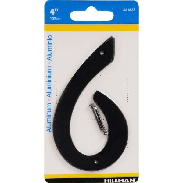 Hillman 4 in. Black Aluminum Nail-On Number 6 1 pc