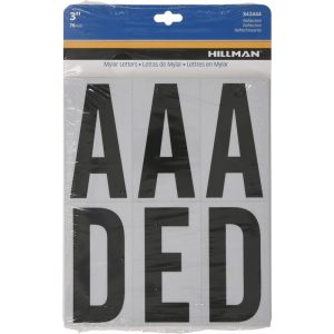 Hillman 3 in. Reflective Black Vinyl Self-Adhesive Letter Set A-Z 54 pc