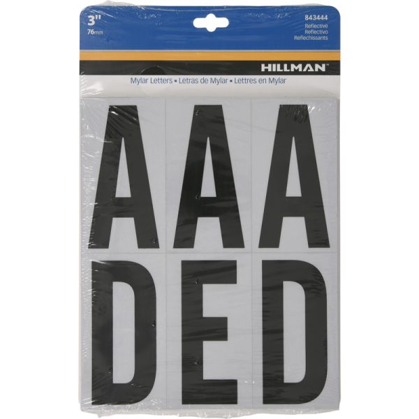 Hillman 3 in. Reflective Black Vinyl Self-Adhesive Letter Set A-Z 54 pc
