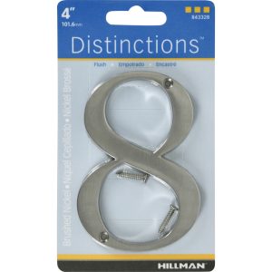 Hillman Distinctions 4 in. Silver Zinc Die-Cast Screw-On Number 8 1 pc