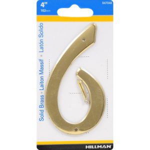 Hillman 4 in. Gold Brass Nail-On Number 6 1 pc