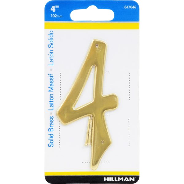 Hillman 4 in. Gold Brass Nail-On Number 4 1 pc