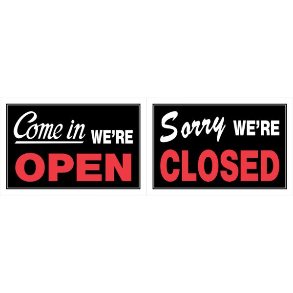 Hillman English Black Open/Close Sign 8 in. H X 12 in. W