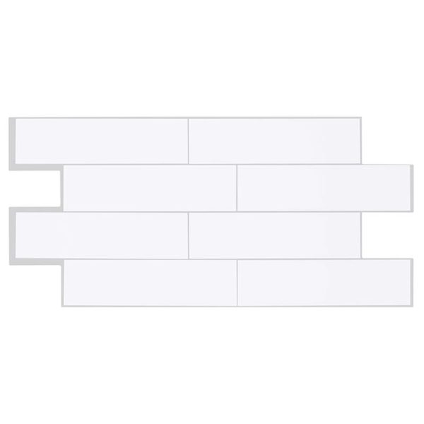 Smart Tiles 10.88 in. W X 22.56 in. L White Mosaic Vinyl Adhesive Wall Tile 2 pc
