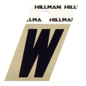 Hillman 1.5 in. Reflective Black Aluminium Self-Adhesive Letter W 1 pc