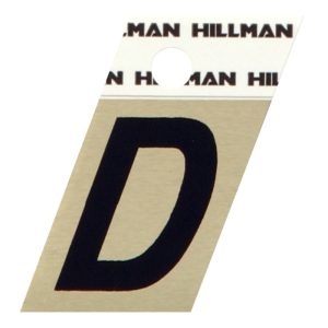 Hillman 1.5 in. Reflective Black Aluminum Self-Adhesive Letter D 1 pc