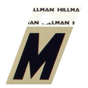 Hillman 1.5 in. Reflective Black Aluminum Self-Adhesive Letter M 1 pc
