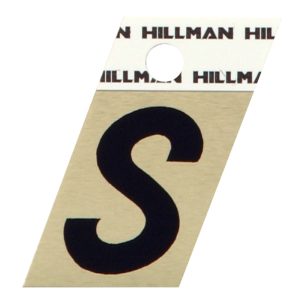 Hillman 1.5 in. Reflective Black Aluminum Self-Adhesive Letter S 1 pc
