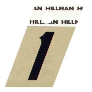 Hillman 1.5 in. Reflective Black Aluminum Self-Adhesive Number 1 1 pc