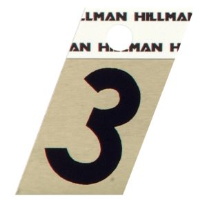 Hillman 1.5 in. Reflective Black Aluminum Self-Adhesive Number 3 1 pc
