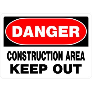 Hillman English White Construction Sign 10 in. H X 14 in. W